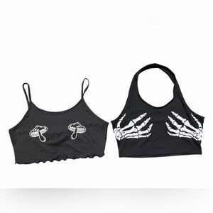 2+1 free! Mushrooms and skeleton crop top bundle